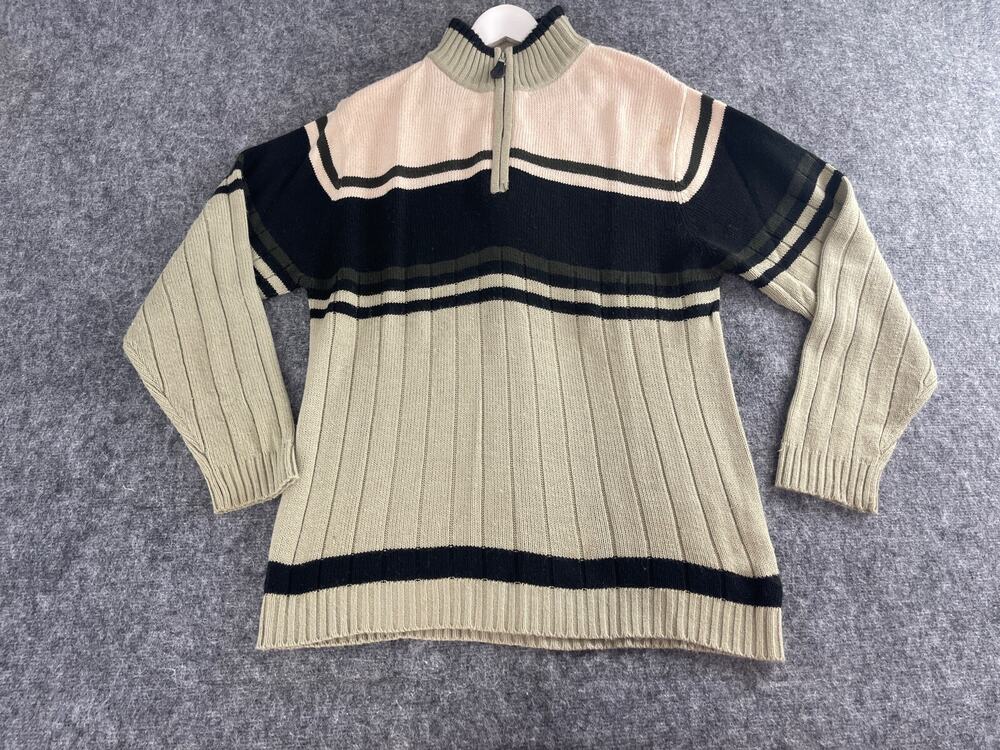 Bellini Sweater Mens Medium Striped Color Block Quarter Zip Pullover N100